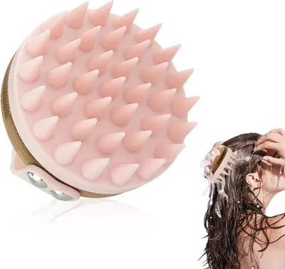 Productafbeelding van Azomor® siliconen massageborstel voor de hoofdhuid, met een ergonomisch ontwerp en een comfortabel handvat