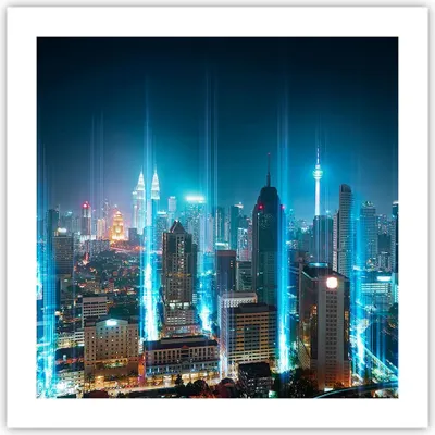 Produktbild von Poster - Poster ohne Rahmen - Stadt Nacht Straße - 50x50 cm - Wand Bild - Wanddeko - Wandbilder - Kunstposter - Wandposter - Bilder - Kunstdruck - Wanddekoration - Wandbild - P2XAC50x50-3903