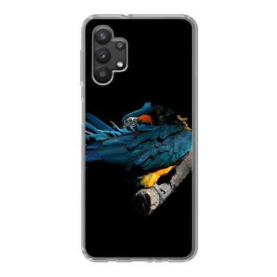 Produktbild von MuchoWow® Handyhülle Schutzhülle Hülle für Samsung Galaxy A32 5G Vogel - Federn - Zweig - Schwarz Silikon Softcase Handy Hülle - Softcase