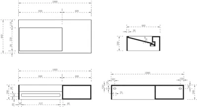 Produktbild von Wandwaschbecken TWG62 aus Mineralguss - Breite wählbar - Weiß matt, Waschbeckenbreite:100 cm