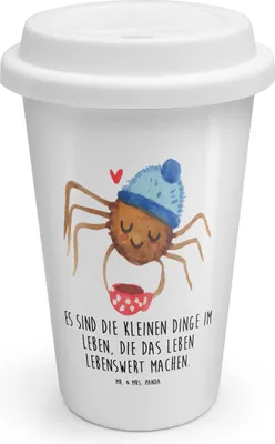 Produktbild von Mr. & Mrs. Panda Kaffeebecher To Go Spinne Agathe Kaffee - Weiß - Geschenk, Weiser Spruch, ToGo, Morgen, Thermobecher, Isolierbecher, Lebensweisheiten, Coffee Becher