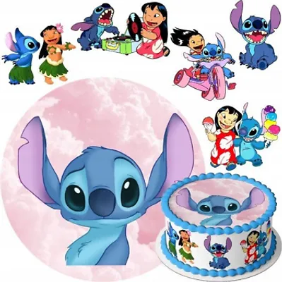 Produktbild von Essbar Lilo und Stitch Tortenaufleger Torte Tortenbild Zuckerbild Premium 0,6cm (LS02)