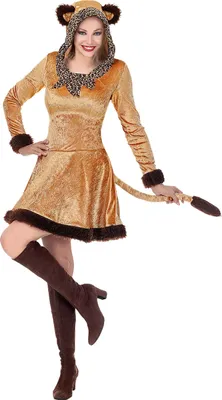 Produktbild von Leopardin-Kleid mit Kapuze, Groesse:L