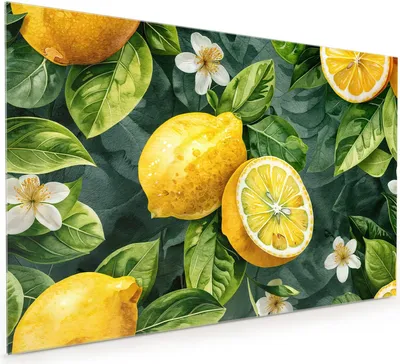 Produktbild von Küchenrückwand Spritzschutz Glas mit Motiv Zitronenmuster 40 x 40 cm