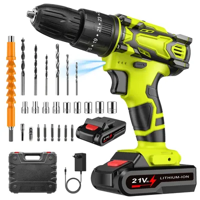 Produktbild von Akku-Bohrschrauber - 3-in-1 Schlagbohrmaschine und Schrauber - 21 V - 42 Nm - 25+3 Drehmomentstufen - 2 Geschwindigkeiten - 1500 U/min - 1 Akku, grün