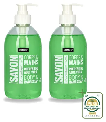 Productafbeelding van 2 x Sence Handzeep, verfrissende aloë vera - 500 ml - voordeelverpakking - 2 stuks