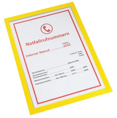 Produktbild von Magnetische Infotasche Basic, Format DIN A4, Fülltiefe: 1,5 mm, Außenmaße: 240 x 330 mm, Gelb, Verpackungseinheit: 5 STK