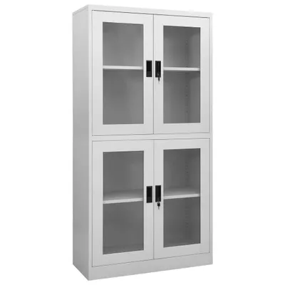 Imagen del producto de Vitrina "Alsenz" de acero, con cristal templado en color gris claro. Dimensiones (largo/ancho/alto): 90x40x180 cm