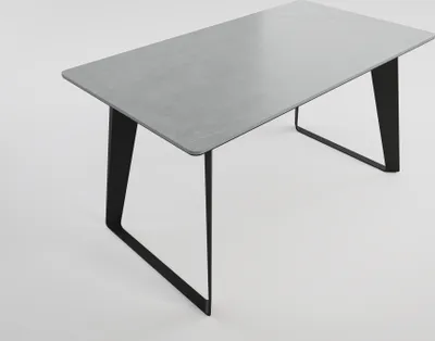 Produktbild von Esszimmertisch FLORINT 140x80cm graue Keramikplatte schwarze Design-Tischkufen : Grau