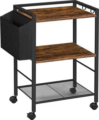 Produktbild von Famanu Druckertisch mit Rollen - 3-stufiger Druckerwagen - verstellbare Regale und Dokumentenablage - 52 x 40 x 80,5 cm