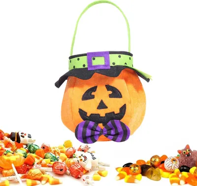 Image de Halloween Corbeille Potiron Sac Cosplay Livraison Halloween Décorations Sac de friandises avec arc Trick ou traiter, orange
