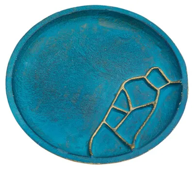 Kaarsenplateau Aluminium türkis/gold Ø 14 cm