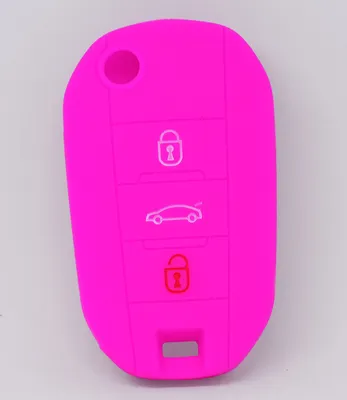 Produktbild von Auto Schlüssel Hülle Silikon Schutz Cover Pink kompatibel mit Citroen C4 Picasso Jumpy Flip Peugeot 3 Tasten Klappschlüssel