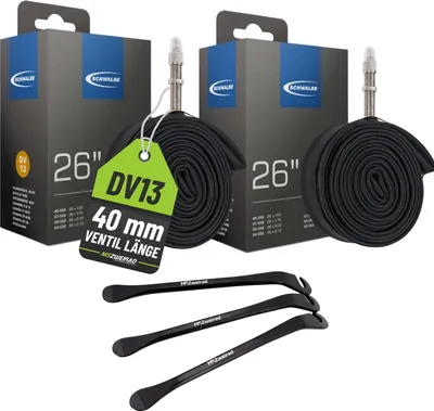 Produktbild von 2 x Schwalbe Fahrradschlauch 26" (40/62-559) DV13 40mm Dunlopventil+ Reifenheber