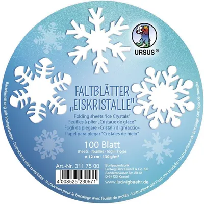 Produktbild von Tonzeichenpapier Faltblätter Eiskristalle, hochweiß, 100 Blatt