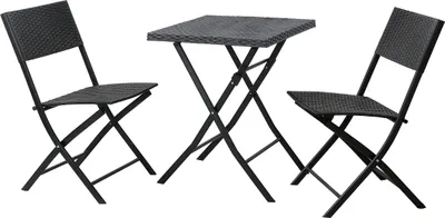 Produktbild von SVITA Poly-Rattan Bistro-Set Balkon-Set Klappmöbel Stuhl Tisch Garten-Möbel Schwarz