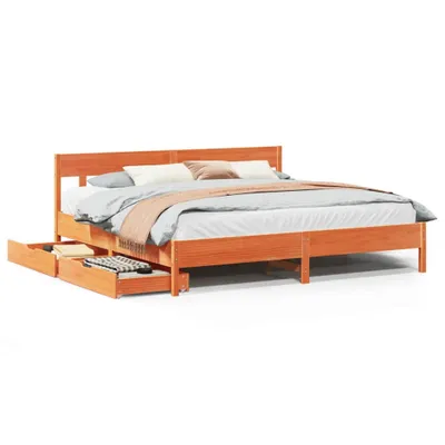 Produktbild von Massivholzbett ohne Matratze Wachsbraun 200x200 Kiefernholz