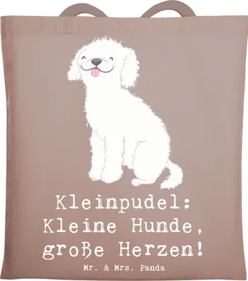 Produktbild von Mr. & Mrs. Panda Stoffbeutel Kleinpudel Liebe - Braun Pastell - Geschenk, Hunderasse, Hunderassen Pflege, Beutel, intelligenter Hund, Tote Bag, treue Begleiter, treuer