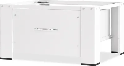 Produktbild von Jopassy Waschmaschinen Untergestell, Stabiler Waschmaschinensockel, Waschmaschinen Untergestell mit Schublade aus Stahl bis 150kg Weiß