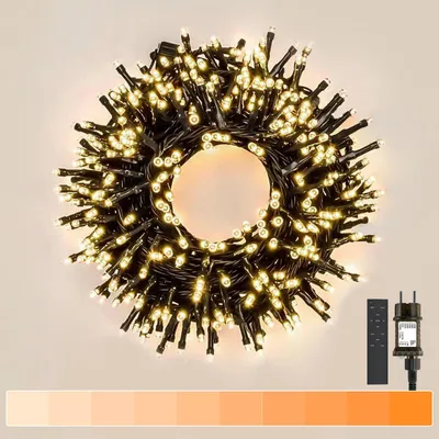 750 LED Cluster-Lichterkette, 20 m, dimmbar, warmweiß, 9 Modi, IP44, Timer