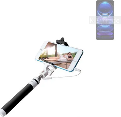 Produktbild von K-S-Trade Selfie Stick kompatibel mit Xiaomi Redmi Note 12 Explorer Selfiestick kabelgebunden Monopod mit Kabel Stab Stange Selfportrait