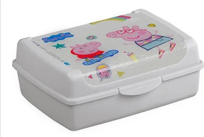 Produktbild von Keeeper Snackbox olek "peppa" Schweinchen - grau mit Bilddruck - 17 x 13 x 7 cm - Clickverschluss