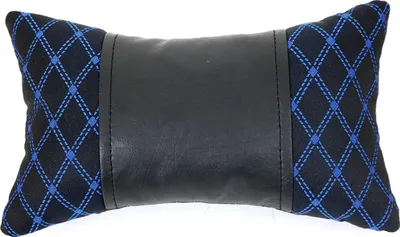 Image de Appui-tête voiture Coussin de siège Appui-nuque textile & cuir bleu noir 8x30 cm