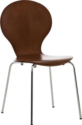 Produktbild von TPFLiving Konferenzstuhl Daggy Warteraumstuhl Stapelstuhl mit Holzsitz und Metallgestell Farbe: Braun