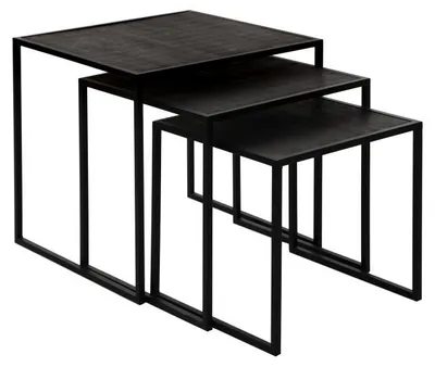 Productafbeelding van Pomax Eszential set van 3 bijzettafels, zwart, afmetingen: L 45/40/35 x B 45/40/35 x H 45/40/35 cm
