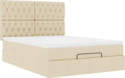 Produktbild von Ottoman-Bett mit Matratze Creme 140x190 cm Stoff