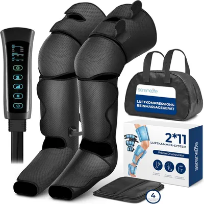 Produktbild von SereneLife Beinmassagegerät mit Wärme & Luftkompression – für Waden, Knie & Füße, 6 Modi, 3 Intensitäten, 3 Wärmestufen, Vibration