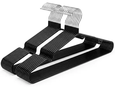 Metall-Kleiderbügel, schwarz, 30 Stück, drehbar, antislip