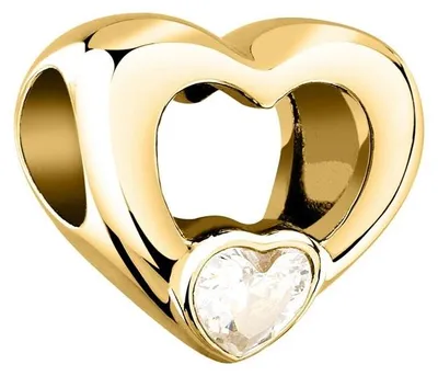 Immagine prodotto di Perla dorata a forma di cuore con gocce di cristallo SCZ1407