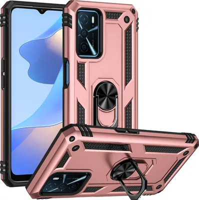 Produktbild von OPPO A16 Hülle, Dual Layer Militäre Fallschutz Schutzhülle mit Ringhalterung Ständer für OPPO A16 Rosa