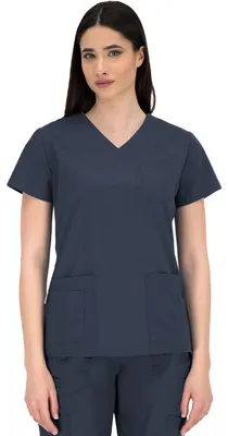 Produktbild von B-well Andrea Berufskleidung Damen Kasack Pflege Kasack Schlupfkasack Kurzarm V-Ausschnitt für Krankenschwester, Zahnarzt, Ärzte, Dienstmädchen, Studenten, Tiermediziner (Grau, 36)