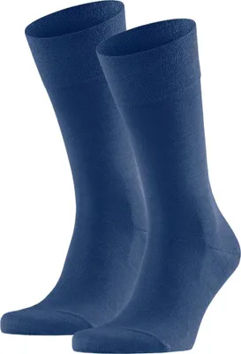 Produktbild von FALKE Herren Socken 2er Pack - Sensitiv Berlin, Kurzstrumpf, Komfortbund, Uni Blau 47-50