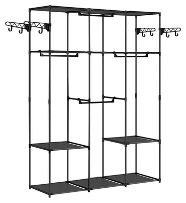 Productafbeelding van Kledingrek - Garderobekast - Slaapkamermeubel - Meubels - Kapstok - 135 cm x 178 cm x 42,5 cm - Zwart