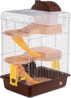 Immagine prodotto di gabbia per piccoli roditori, Furrever Friends Miku Skyscraper Brown, a due piani, set completo con casetta, ruota e abbeveratoio, colore marrone