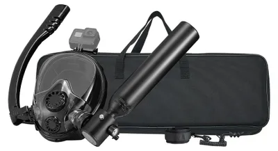 Imagen del producto de VEVOR: Tanque de buceo, botella de oxígeno para buceo. Permite hasta 5-10 minutos de respiración bajo el agua, con una profundidad máxima de 10 metros. Incluye tanque de aire para snorkel con máscara y bomba, ideal para explorar bajo el agua