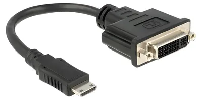 Produktbild von Delock - Videoadapter - 19 pin mini HDMI Type C männlich zu DVI-I weiblich - 20 cm - Schwarz