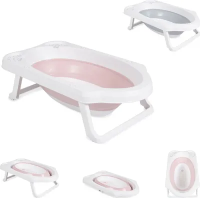 Produktbild von Cangaroo faltbare Babybadewanne Maui, 84 cm lang, Wasserablauf, Ablagefcher rosa
