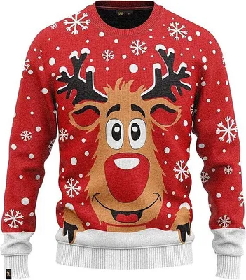 Produktbild von JAP Rudolf das Rentier Rot - Lustiger Hässlicher Weihnachtspullover Für Damen und Herren Ugly Christmas Sweater - L