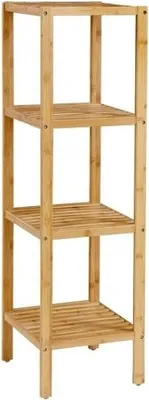 Produktbild von Hoppa! | Bambus-Aufbewahrungsregal | 4 Regalböden - Naturfarbe - 33x33x146 cm