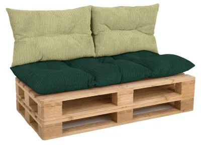 Produktbild von Amilian Palettenkissen Set 3-tlg. 120x60 cm + 2x 40x60 cm Cord-Optik - Schattenwald/Morgentau