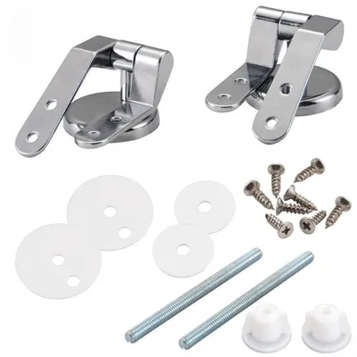 Produktbild von Ersatz-WC-Sitz-Scharniere – Edelstahl für Deckel, universelles Zubehör, Zinklegierung, mit Schraubbeschlägen, Gewichte, Ersatz-WC-Sitze, Schraubbeschläge (1 Paar)