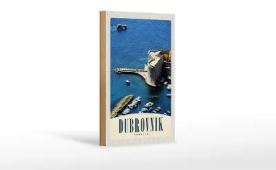 Produktbild von Holzschild Reise 12x18 cm Dubrovnik Kroatien Meer Turm Dekoration