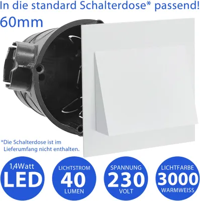 Produktbild von Moderne LED Treppenbeleuchtung in Weiß – 1,4W Aluminium 6106-WH – Energiesparende Eleganz