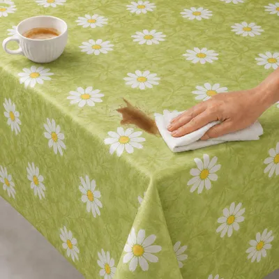Productafbeelding van Tafelkleed voor de verschoningstafel, bloemenprint, lente/zomer, afwasbaar, 140 x 380 cm - 28120-Ganzenbloemen