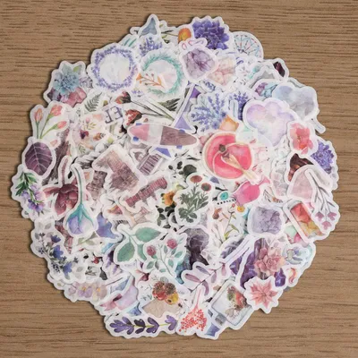 Washi-Sticker-Set, 11 Bögen, 440 Stück, botanisch, vintage
