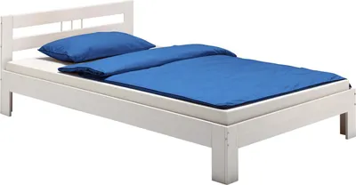 Produktbild von Massivholzbett THEO Jugendbett Bettgestell Einzelbett mit Kopfteil Kiefer massiv 90 x 200 cm in weiß lackiert